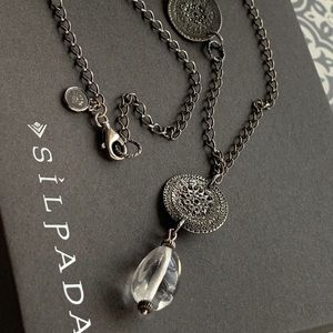 SILPADA Sterling Silver Disk & Crystal necklace